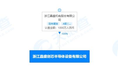 晶盛机电布局半导体设备新赛道，于浙江设立子公司强化电气机械设备销售